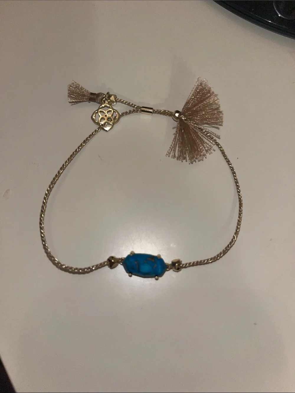 Kendra Scott Gold-Tone Bracelet with Turquoise Blue Stone